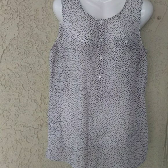Ann Taylor chiffon brown and white sheer tank - Picture 3 of 8